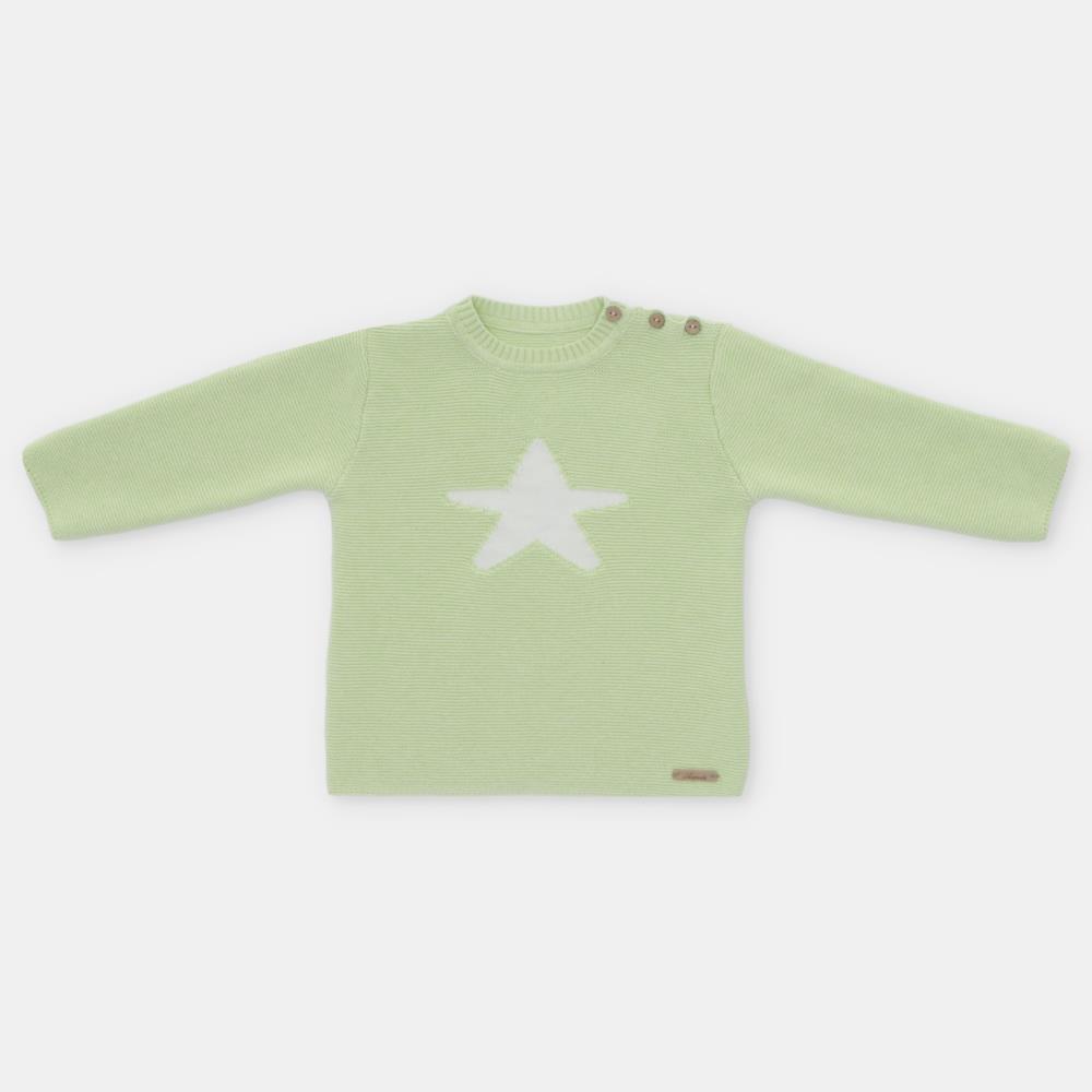 Jersey punto estrella niño Nice verde bebé martin aranda, primavera verano 100 algodon