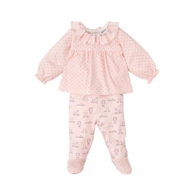 Conjunto polaina de bebé niña con microestampado SAUCE rosa empolvado babidu otño invierno 24