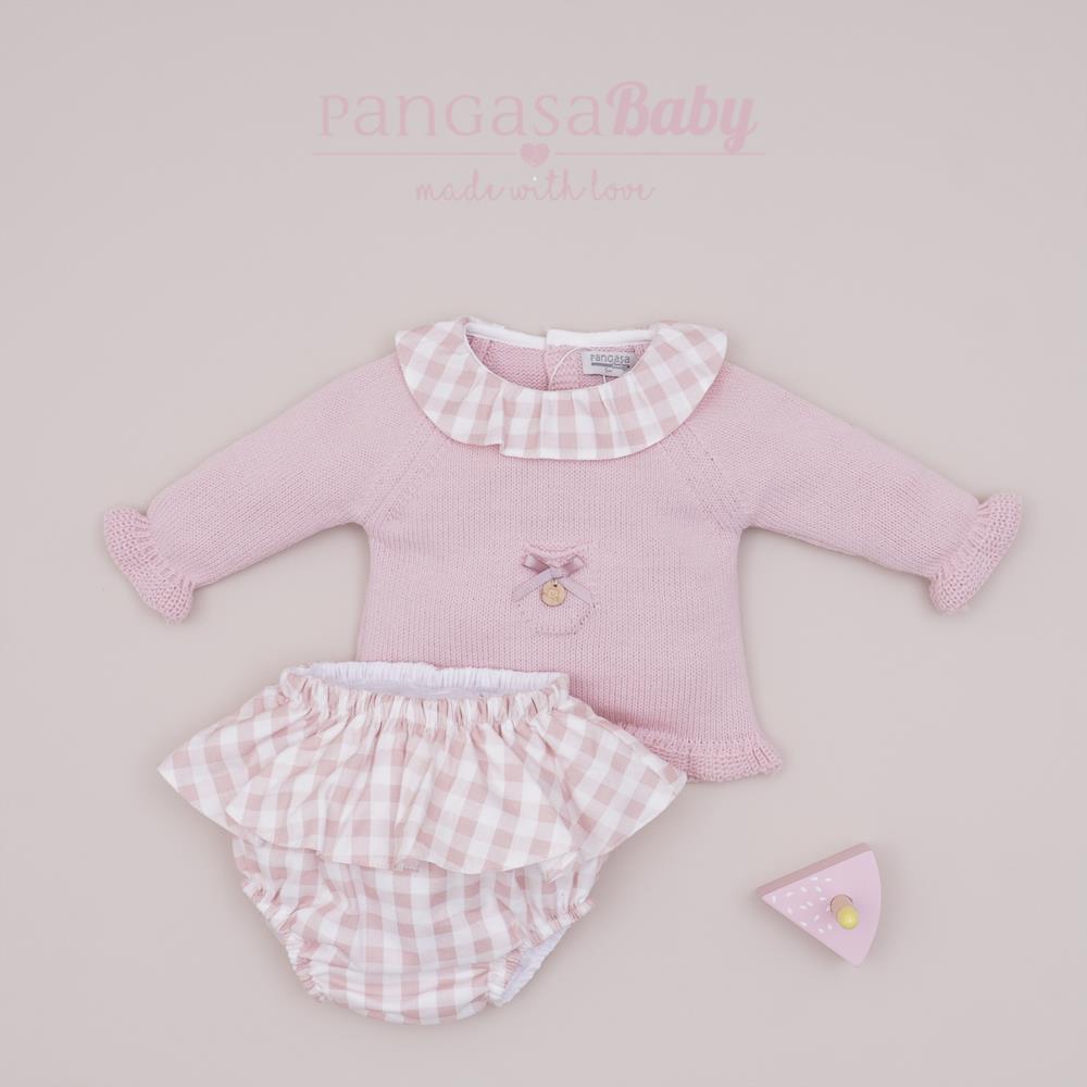 CONJ. BRAGUITA CUADROS bebe niña pangasa baby otoño invierno 24-25