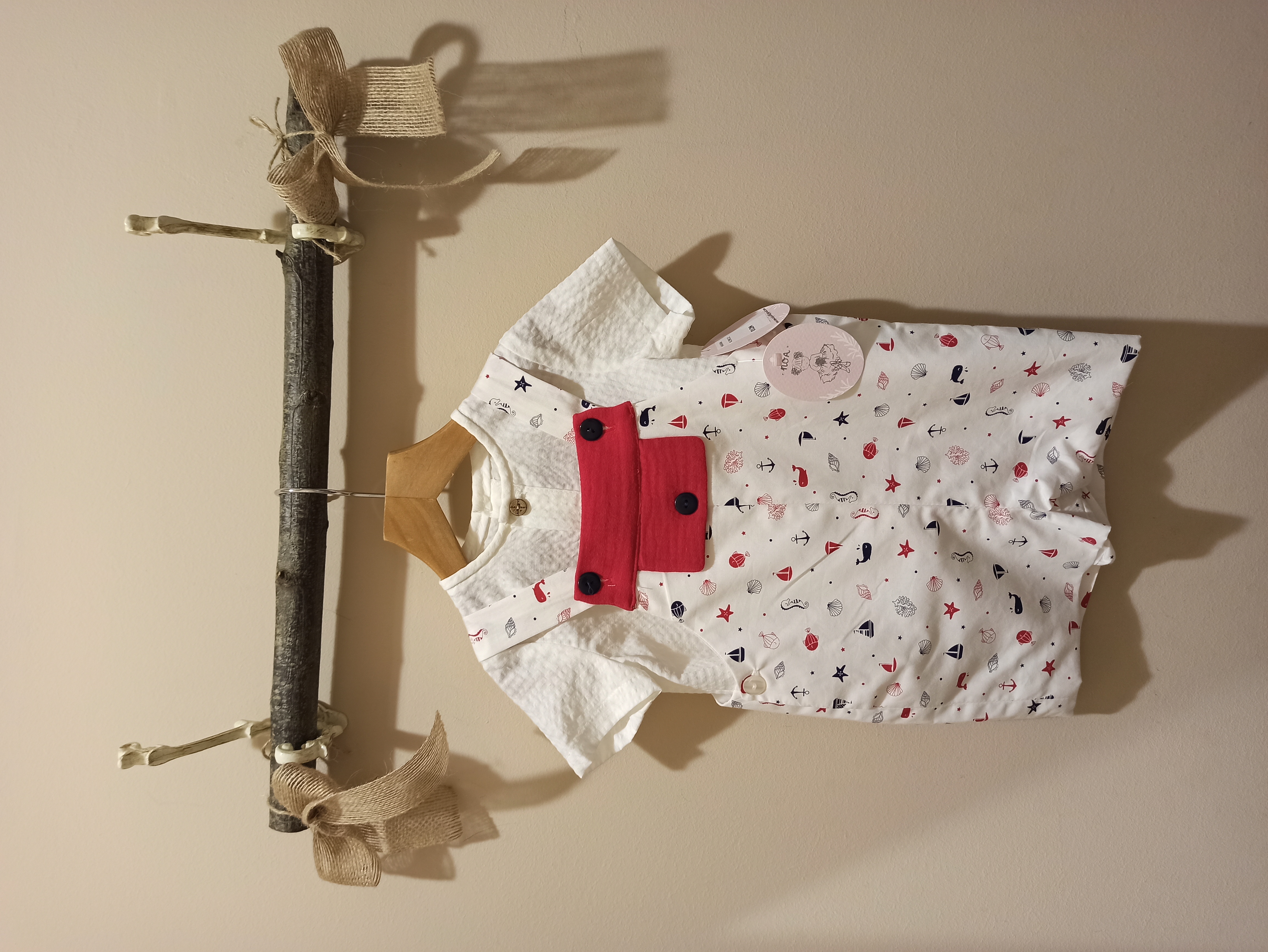 Conjunto camisa bebe havana y mono Azucena de Azul de Colibri