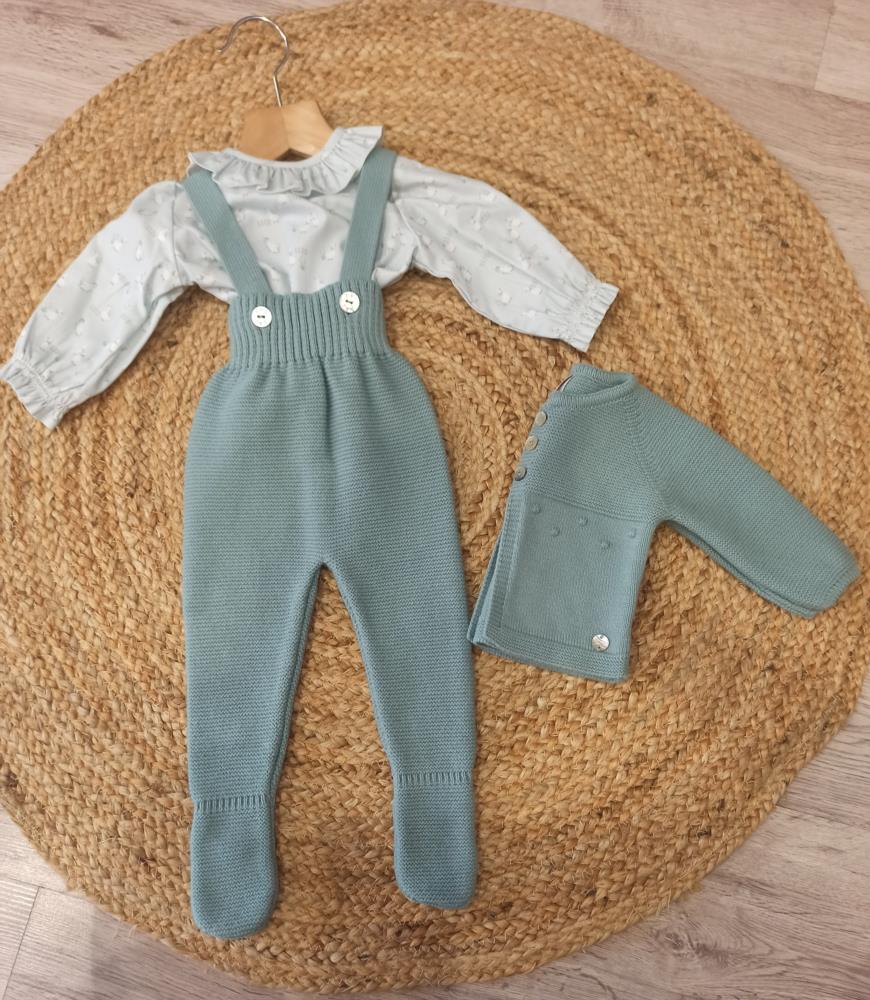 Conjunto blusa niña y polaina con tirantes verdi de paz rodriguez