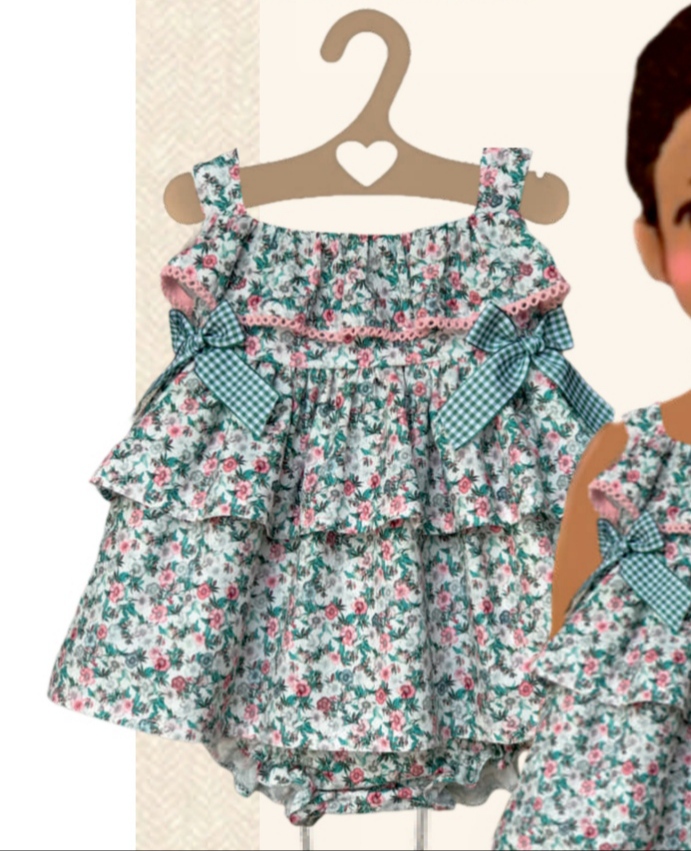 Ref: BSS103 Jesusito pradera +  culotte valentina bebes primavera verano 22