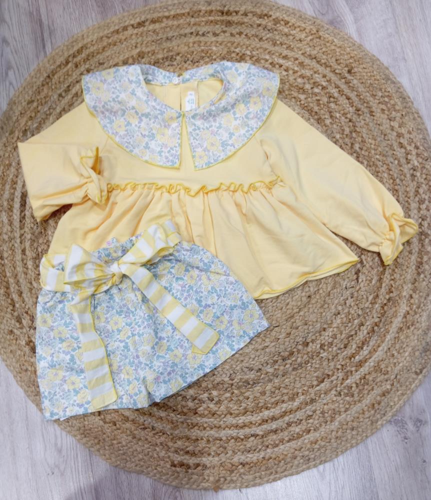 Conjunto  niña sudadera y pantalón flor amarilla