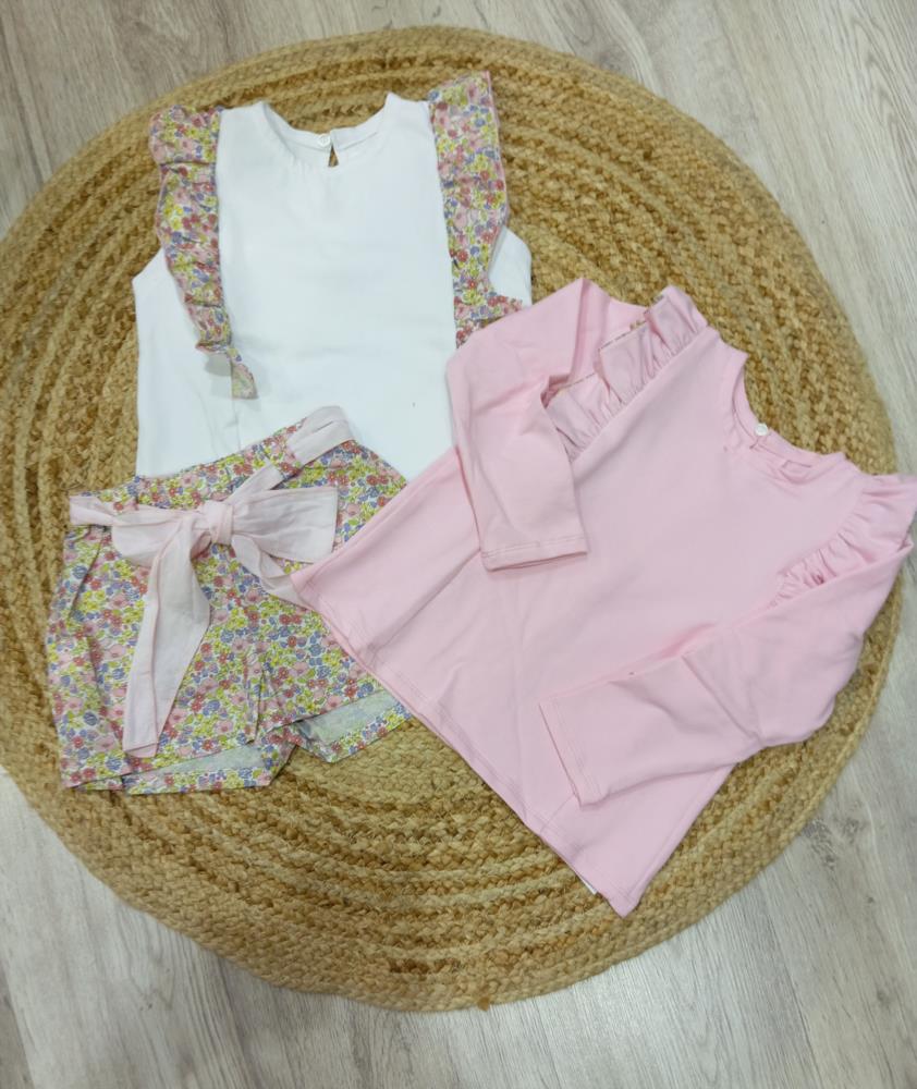 Conjunto camiseta y pantalón flor rosa Dulce tiovivo privamera verano 24