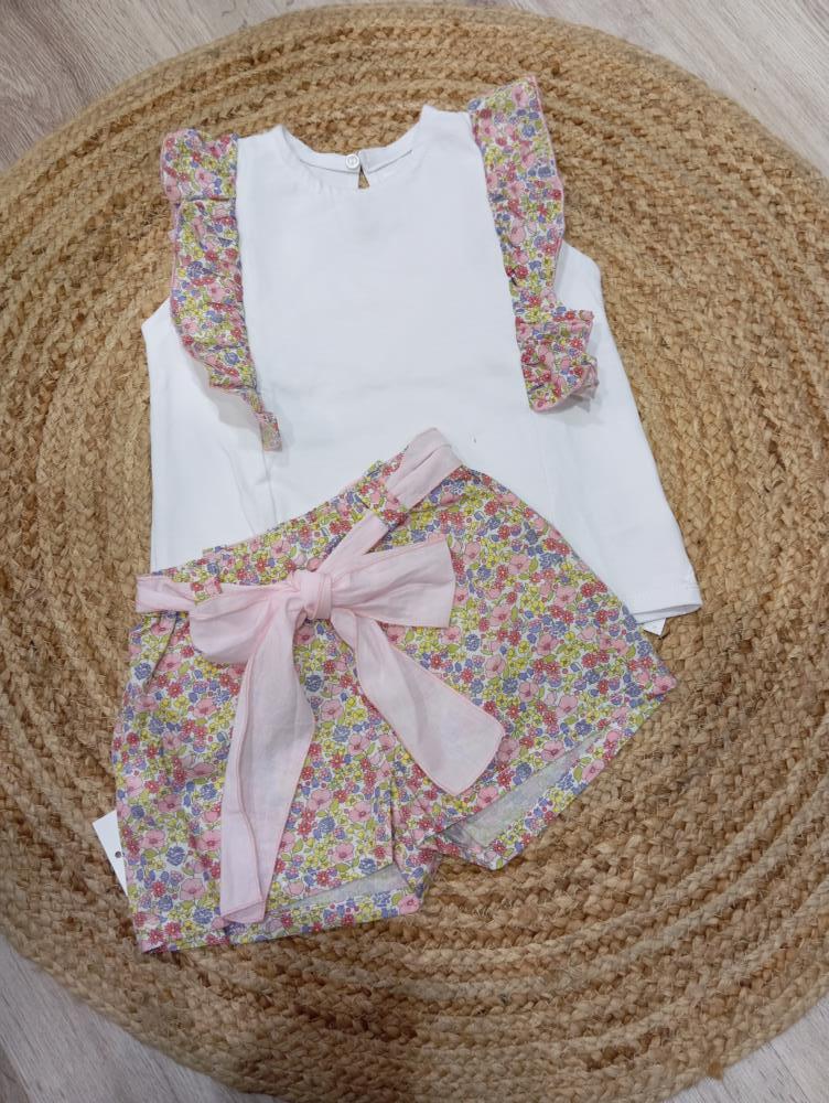 Conjunto camiseta y pantalón flor rosa Dulce tiovivo privamera verano 24