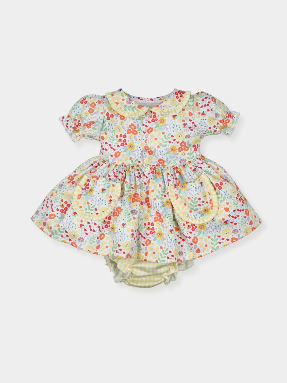 Vestido estampado liberty con culotte vichy MANZANILLA