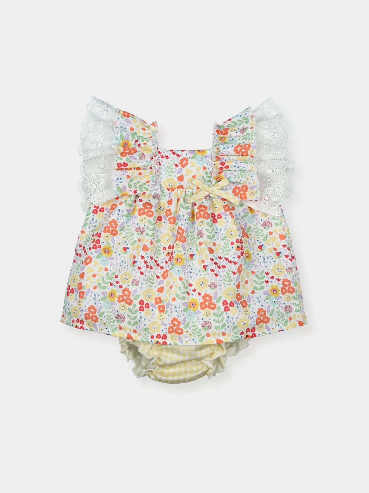 8923Jesusin mangas tira bordada y culotte vichy MANZANILLA