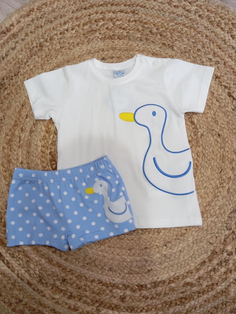 Conjunto camiseta y bañador niño patito sardon