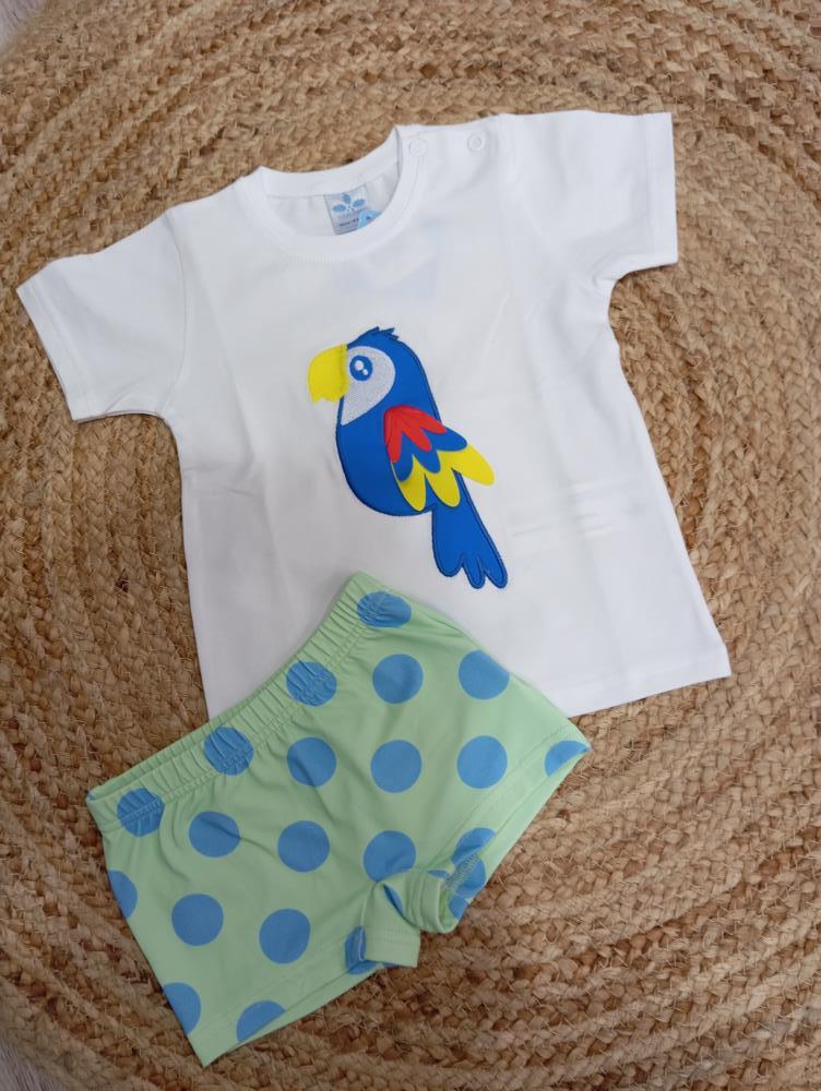 Conjunto para niño camiseta y boxer familia Loro de Sardón