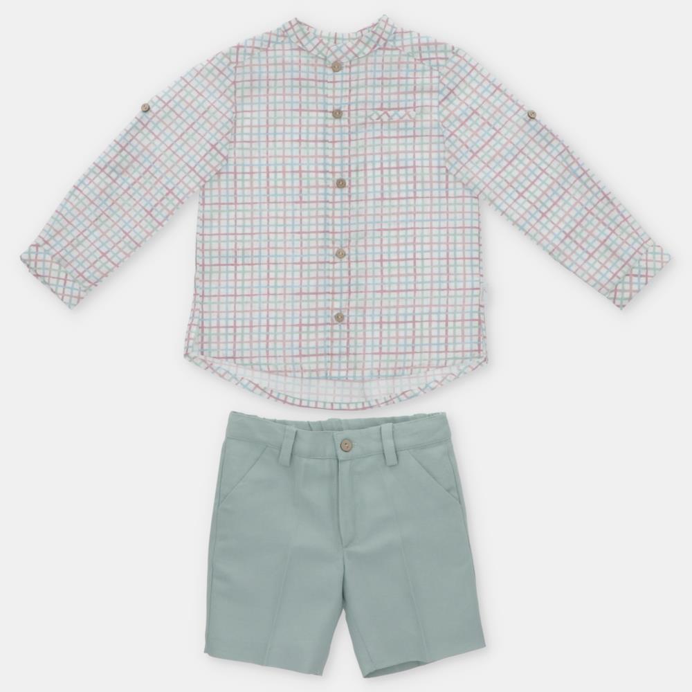 Conjunto ( camisa, pantalón) tela niño Prune verde, martin aranda primavera verano 24