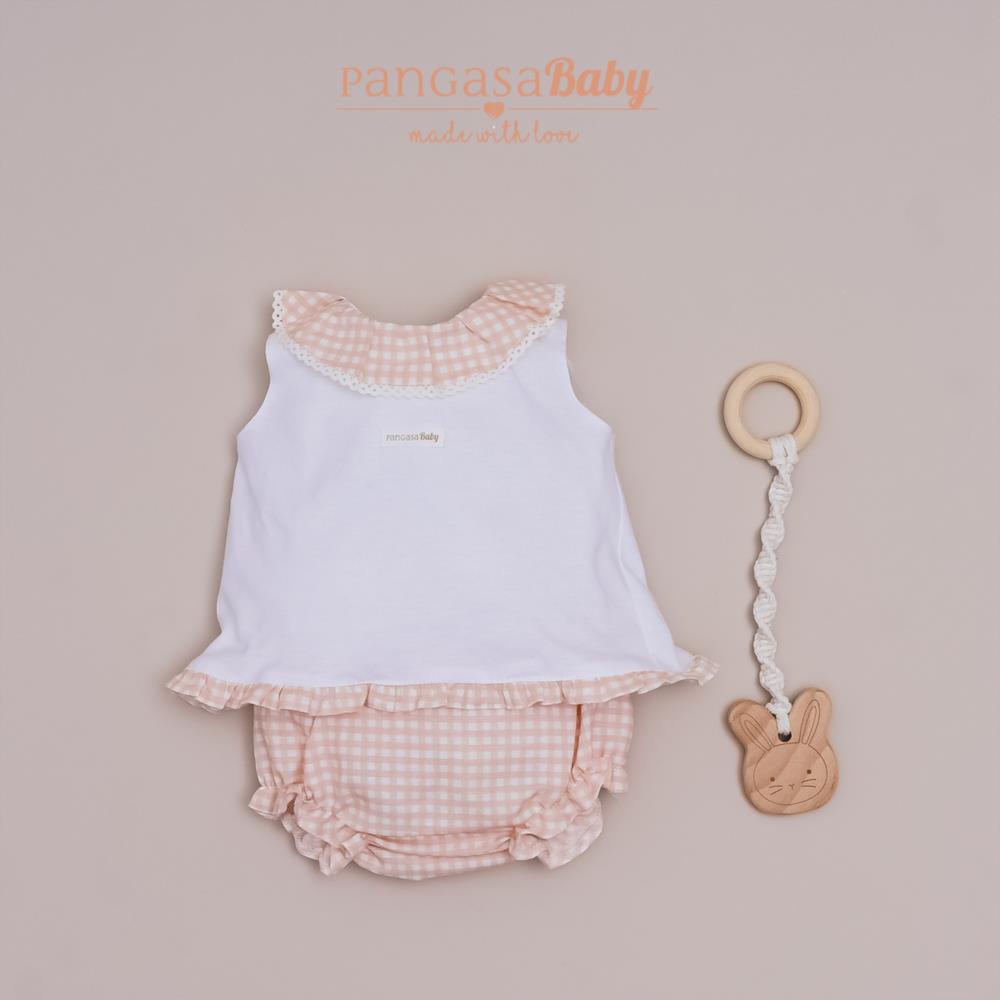 CONJ. BRAGUITA CUADROS+CAMISETA PUNTO Ref. 2531305 100% algodon Pangasa primavera verano 25