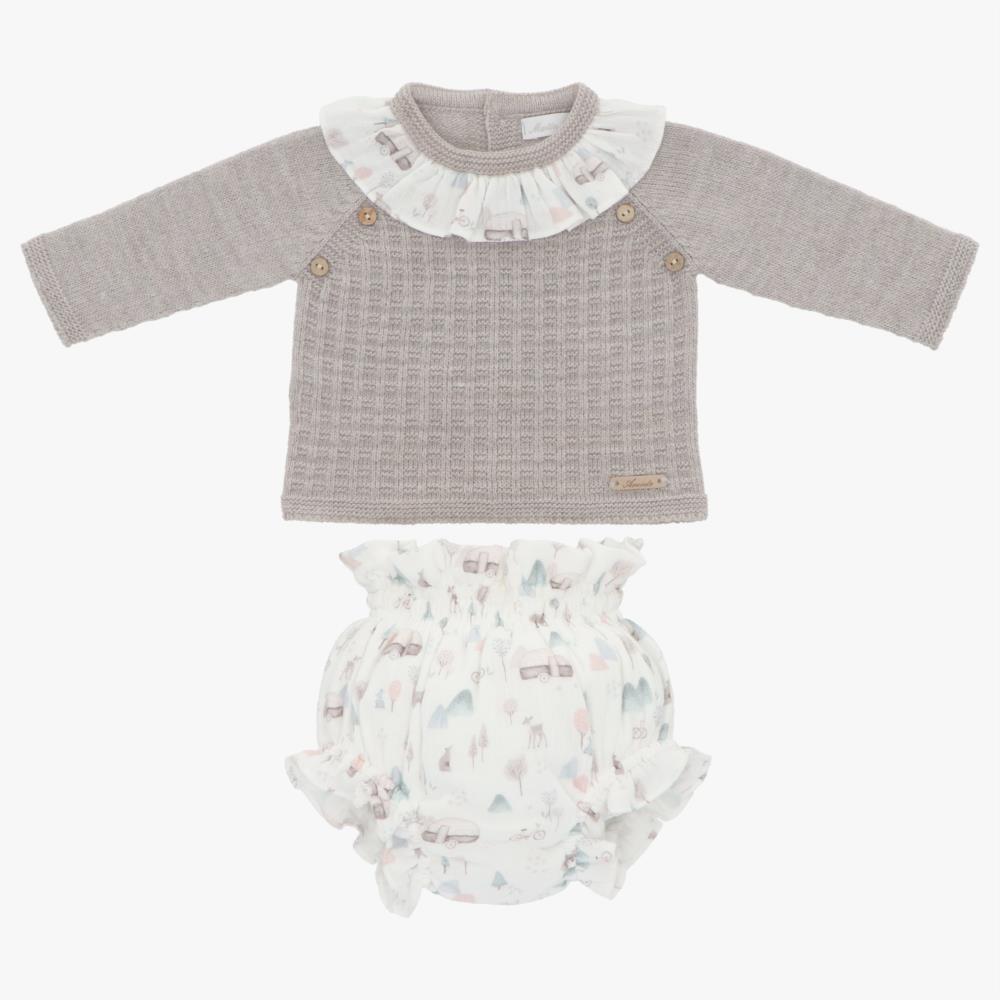 Conjunto punto tela niña taupe martin aranda otoño invierno 23