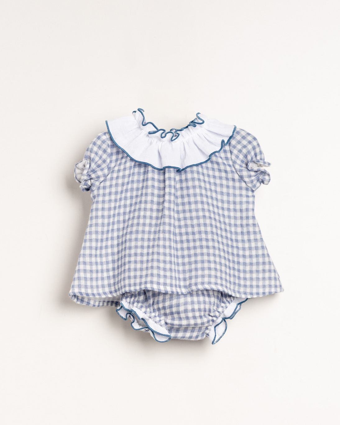Vestido bebe gasa vichy azul ancar