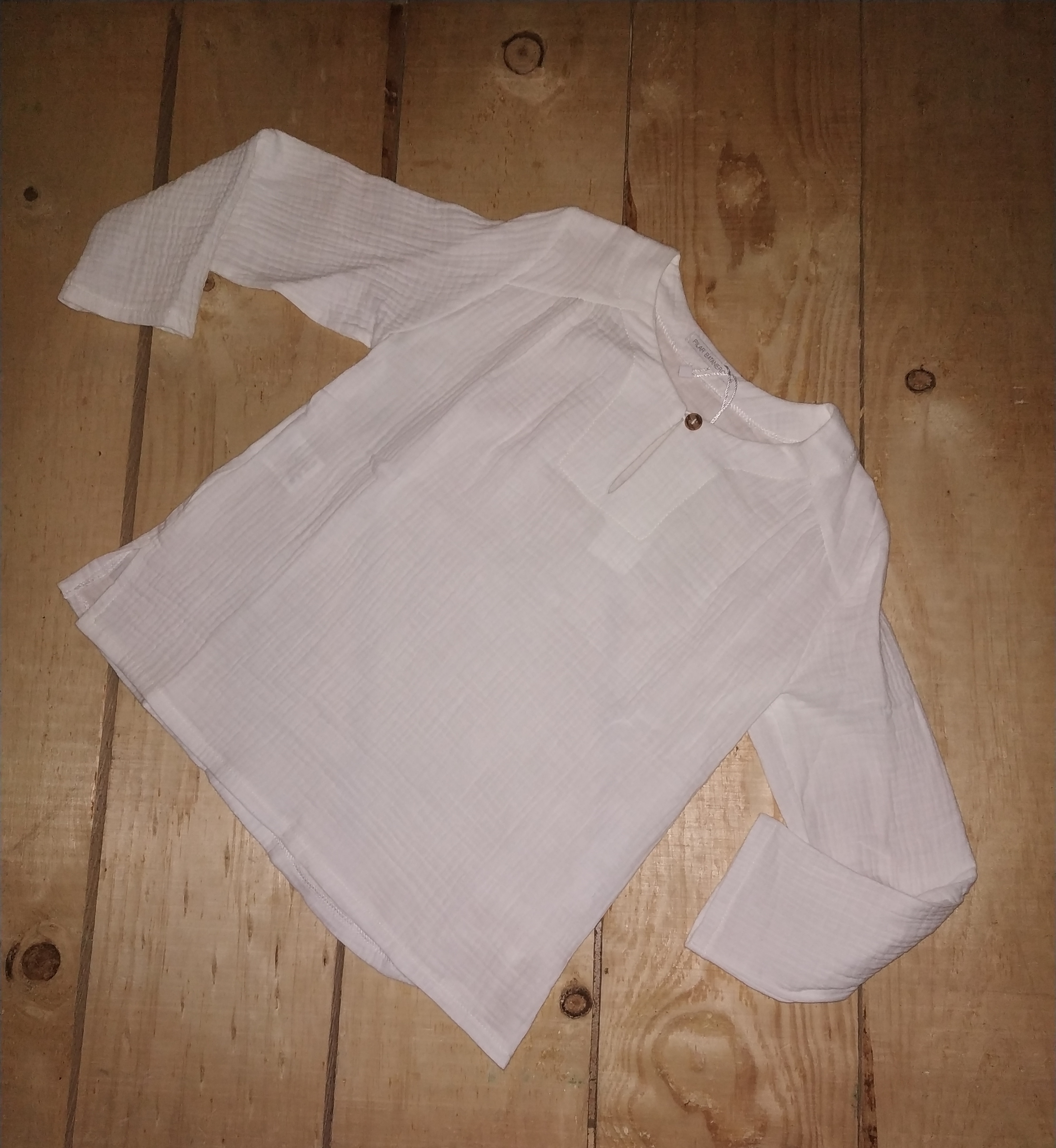 Blusa algodón frunce hombro